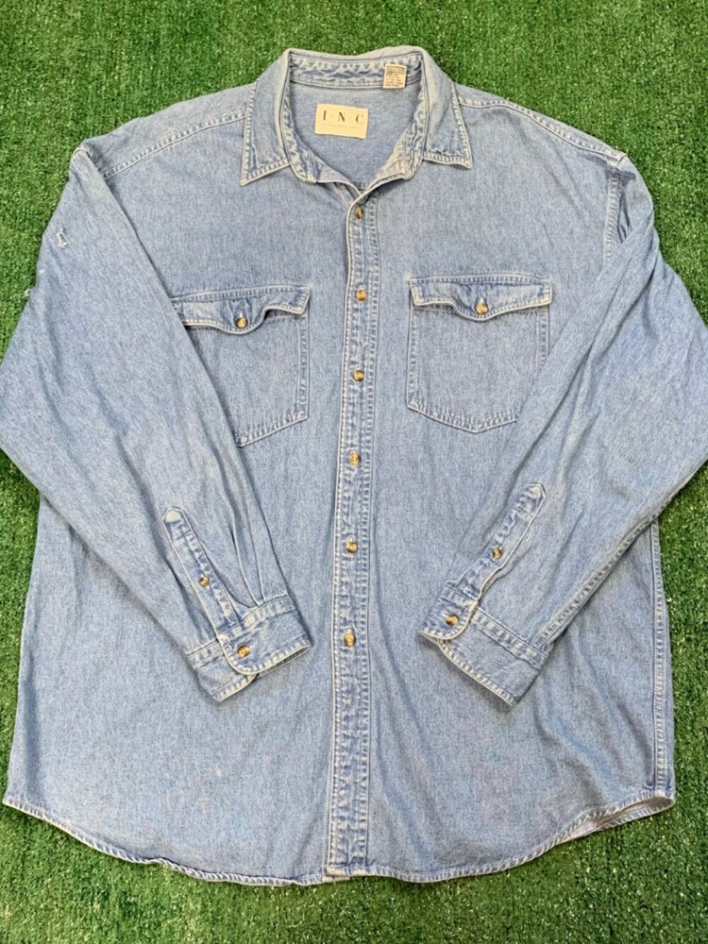 INC Vintage Denim Western Shirt Stonewash XL